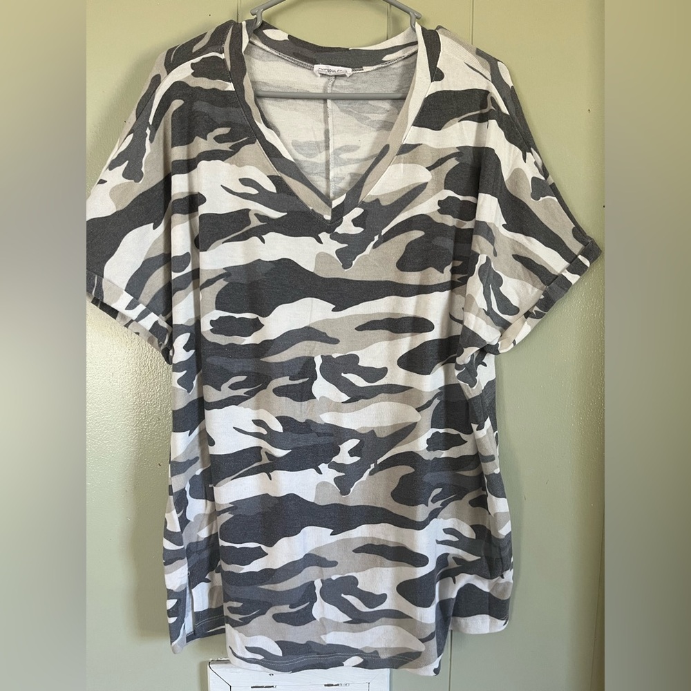 Camouflage V-Neck Women's Top